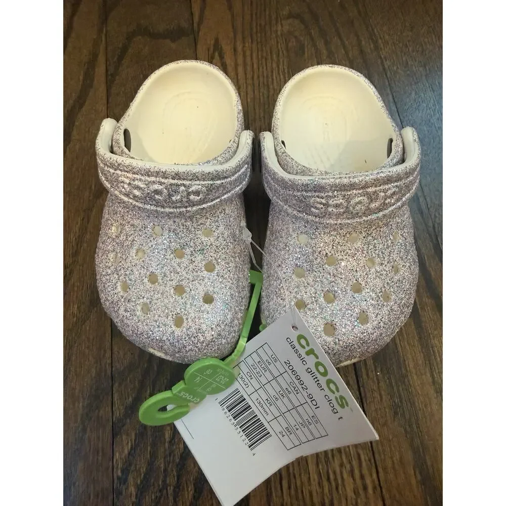 Crocs Classic Slip On Glitter Croc Little Girls Sz C6 NWT